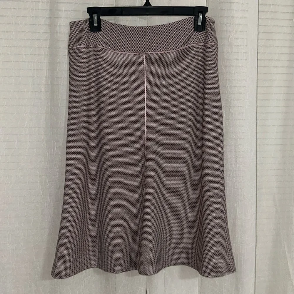 Ann Taylor 8 Burgundy Mauve Pink Wool Blend Satin Trim Fitted A-Line Skirt